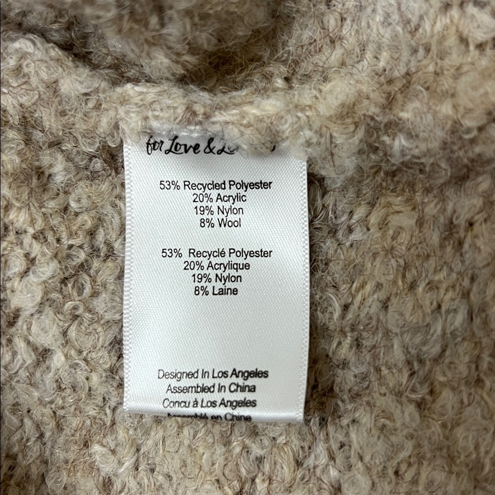 For Love and Lemons Song Duster Cardigan Fuzzy Fluffy Chunky Neutral Tan Taupe S - Picture 7 of 13